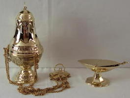 Brass Thurible and Incense Boat 6419